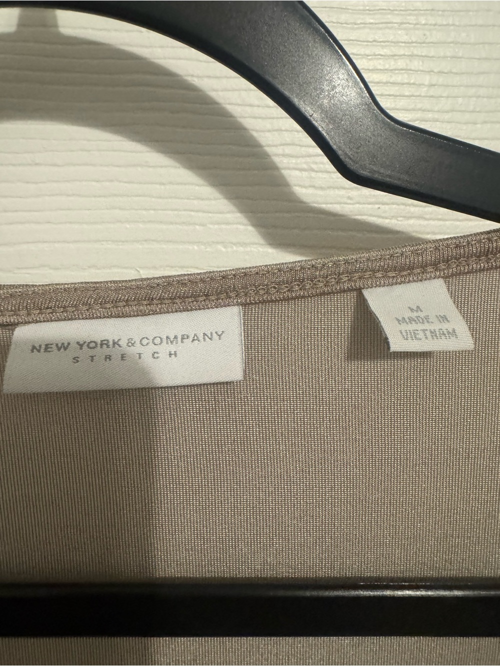 New York & Company Neutral Stretch Knit Top in Taupe/Tan.